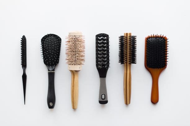 hair brush flatlay