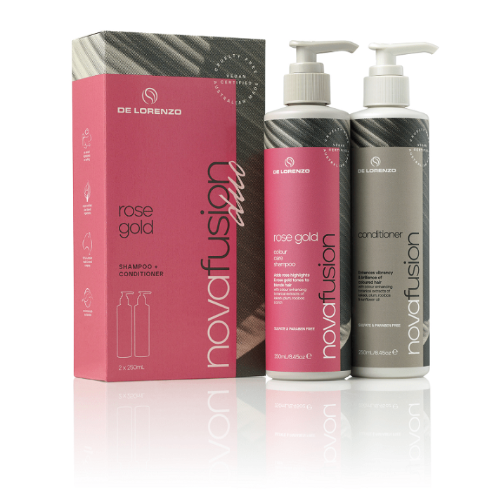 De Lorenzo Nova Fusion Rose Gold Shampoo and Conditioner Duo Pack