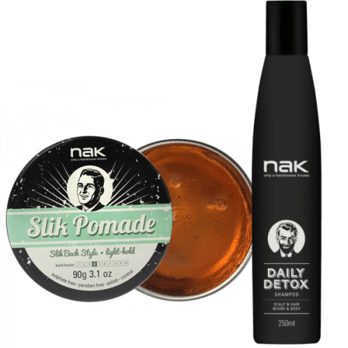 NAK Slik Pomade with Daily Detox Shampoo Duo