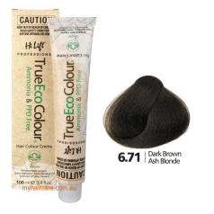 True Eco Hair Colour Creme 6-71 Dark Brown Ash Blonde