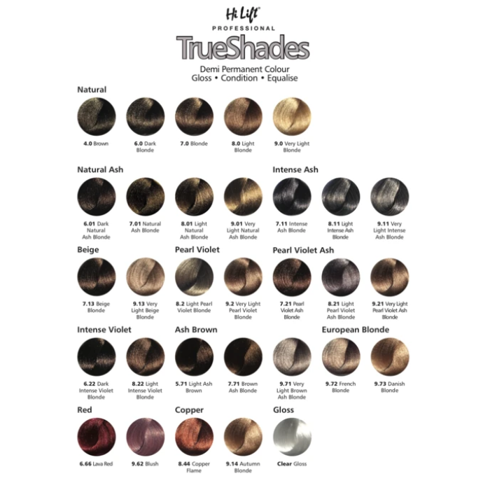 Hi Lift True Shades Colour Chart | My Haircare & Beauty