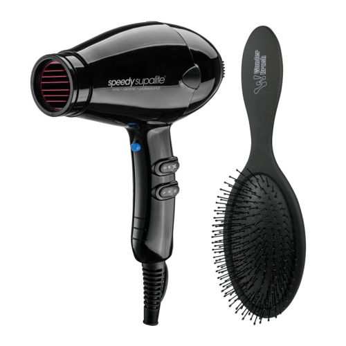 Speedy Supalite Black Hair Dryer & Wonder Brush Duo Pack