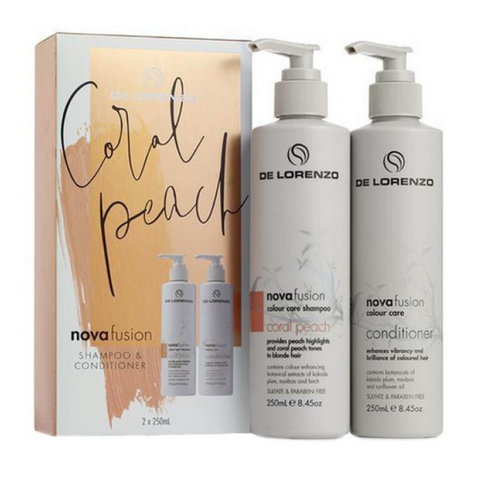 De Lorenzo Nova Fusion Coral Peach Shampoo and Conditioner Duo Pack