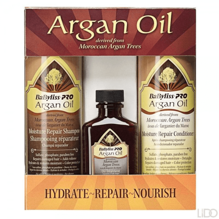 Babyliss Pro Argan Oil Gift Set - Shampoo Conditioner and Oil Treatment Babyliss Pro Argan Oil Gift Set - Shampoo Conditioner and Oil Treatment