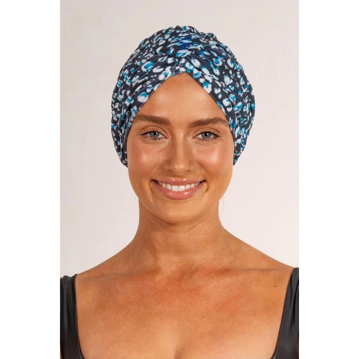 Louvelle Amelie Shower Cap in Denim Leopard