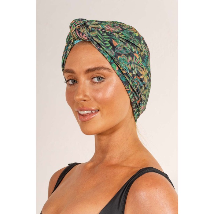 Louvelle DAHLIA shower cap in Tropical Leaves