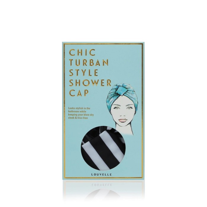 Louvelle Amelie Shower Cap in Monochrome Stripe Louvelle Amelie Shower Cap in Monochrome Stripe