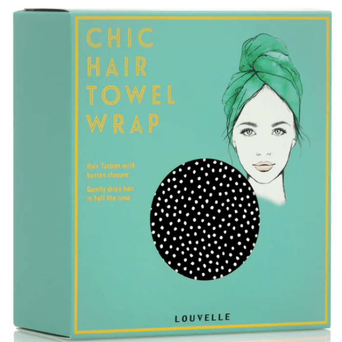 Louvelle RIVA Hair Towel Wrap - French Navy Polka Dot