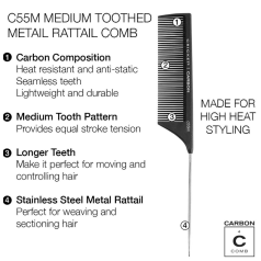 Carbon Comb C55M - Medium Toothed Metal Raittail 