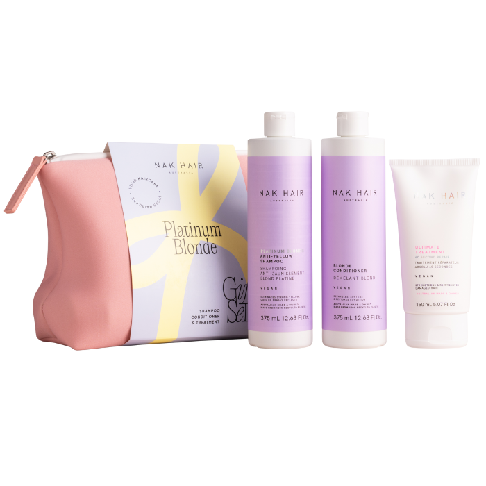 NAK Platinum Blonde Collection Trio with Platinum Blonde Anti-Yellow Treatment NAK Platinum Blonde Collection Trio with Platinum Blonde Anti-Yellow Treatment