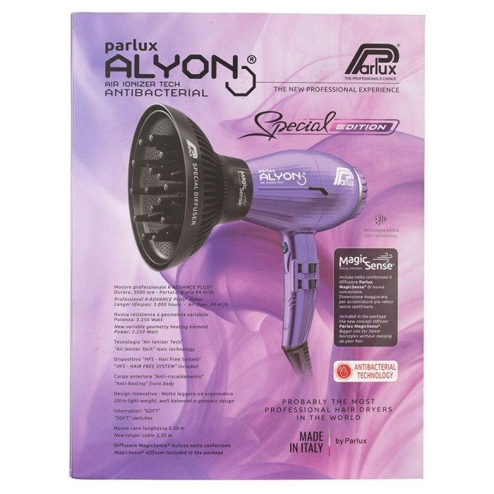 Parlux Alyon Air Ionizer Tech Hair Dryer And Diffuser Lilac