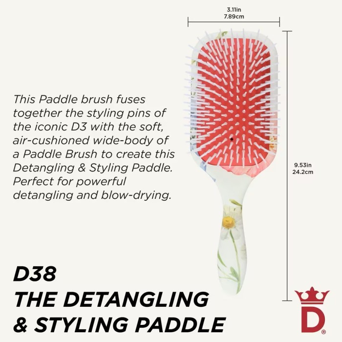 Denman Brushes D38 Floral Fantasies Power Paddle Brush