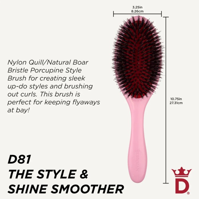 Denman Brushes D81M Pastel Pink Style & Shine Brush