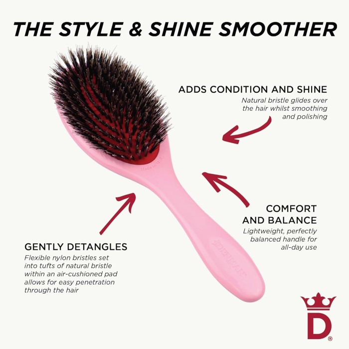 Denman Brushes D81M Pastel Pink Style & Shine Brush
