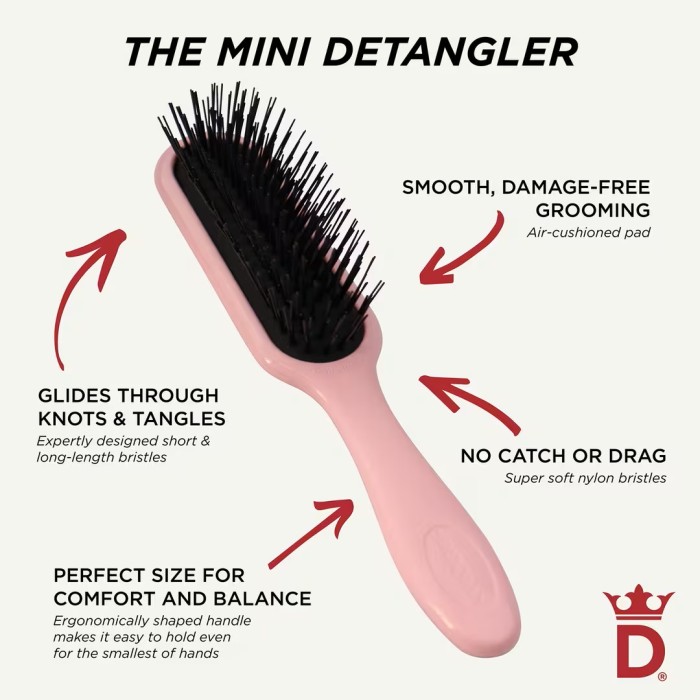 Denman Brushes D90 Pastel Pink Tangle Tamer Ultra Mini Brush