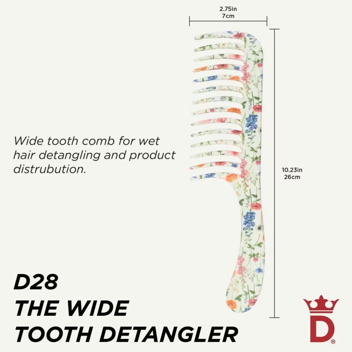Denman Brushes D28 Deluxe Floral Fantasies Wide Tooth Detangle Comb