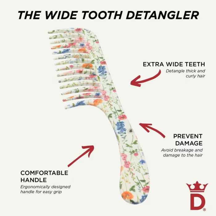 Denman Brushes D28 Deluxe Floral Fantasies Wide Tooth Detangle Comb