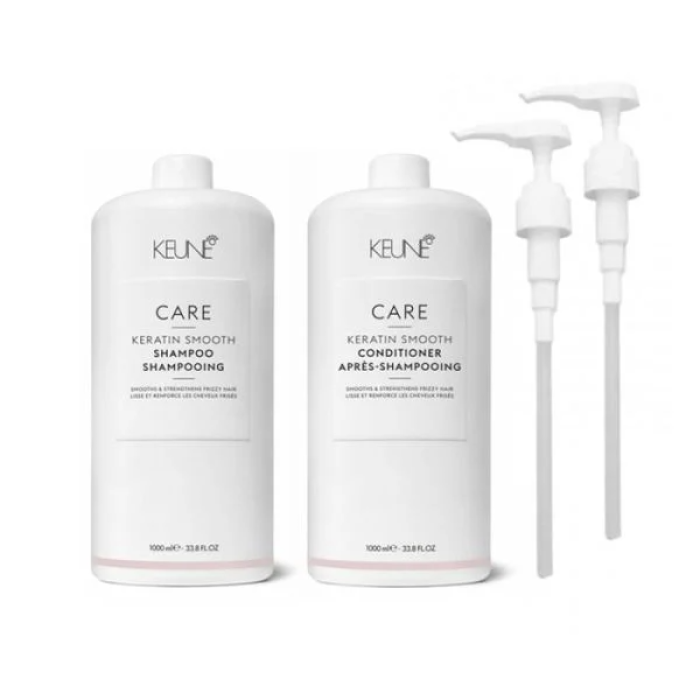 Keune Keratin Smooth Shampoo and Conditioner Duo 1 Litre with Pumps