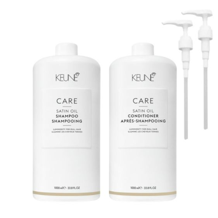 Keune Satin Oil Shampoo and Conditioner Duo 1 Litre with Pumps
