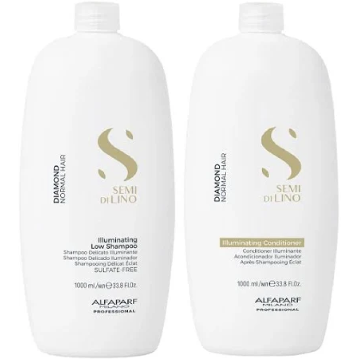 Alfaparf Semi Di Lino Diamond Illuminating Shampoo and Conditioner 1 Litre Duo