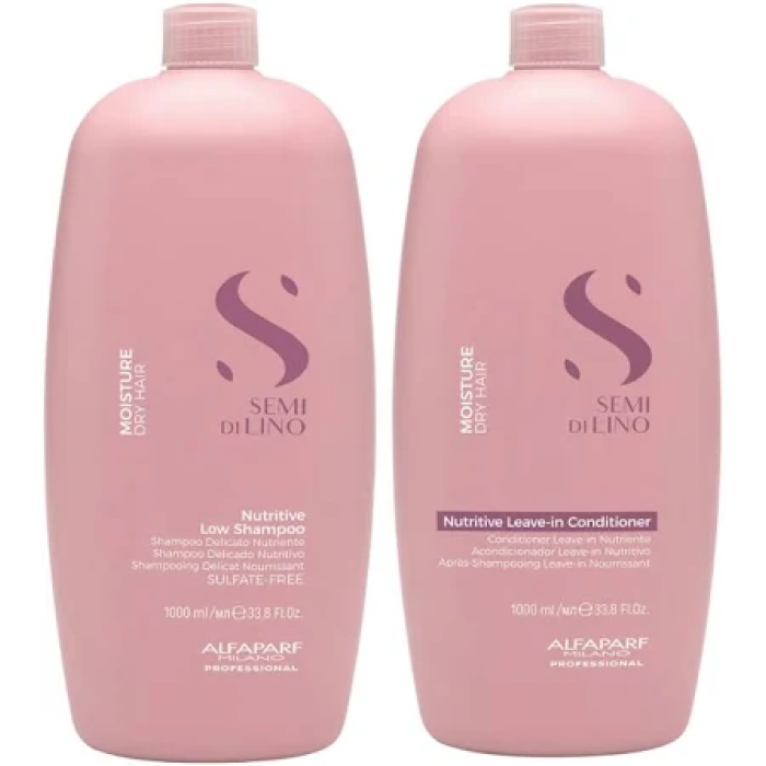 Alfaparf Semi Di Lino Nutritive Shampoo and Leave-In Conditioner 1 Litre Duo