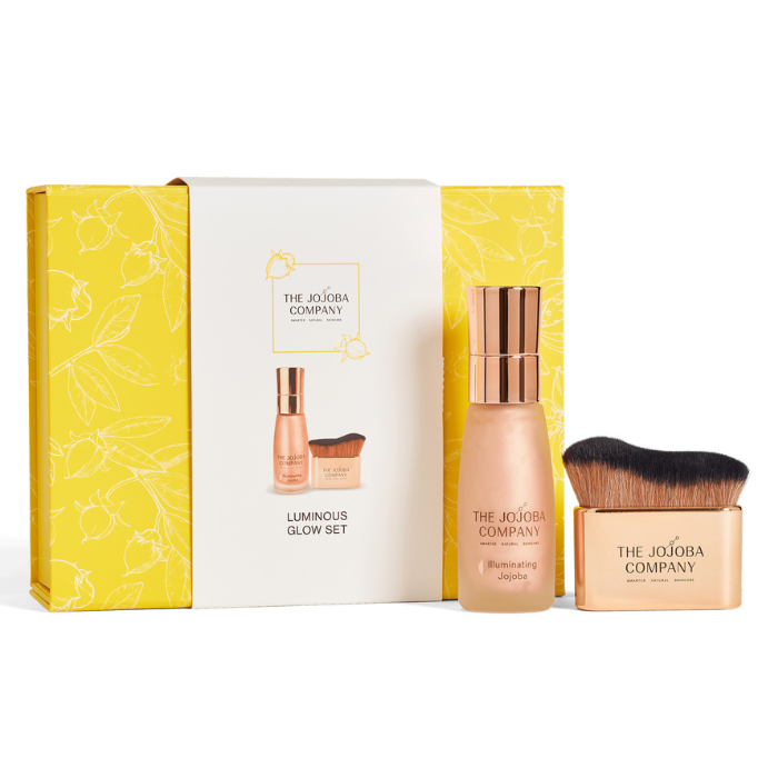 The Jojoba Company Luminous Glow Set:​ Illuminating Jojoba 50ml​ + Jojoba Kabuki Brush​