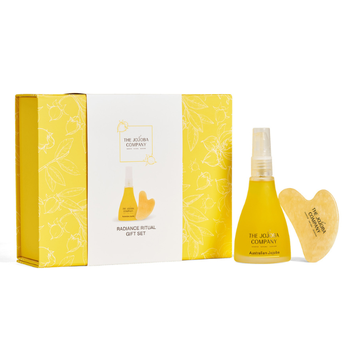 The Jojoba Company Radiance Ritual Gift Set:​ Australian Jojoba 85mL + Gua Sha