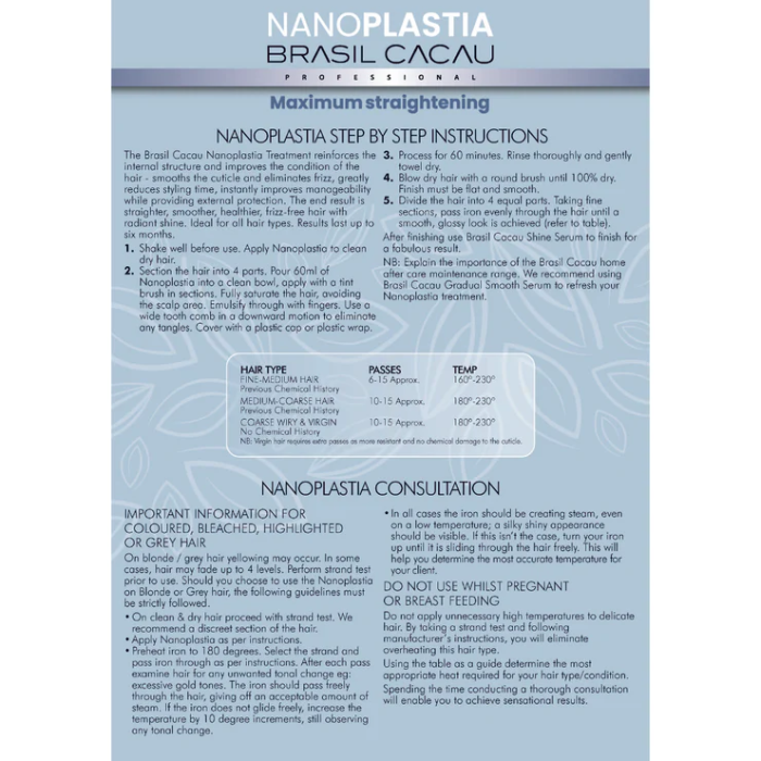 Brasil Cacau Brasil Cacau NanoPlastia Straightening and Toning 300ml Kit