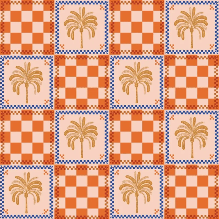 Louvelle Dahlia shower cap - Orange Palm Check