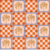 Louvelle Dahlia shower cap - Orange Palm Check