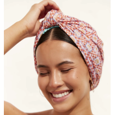 Dahlia Shower Cap - Orange Palm Check 