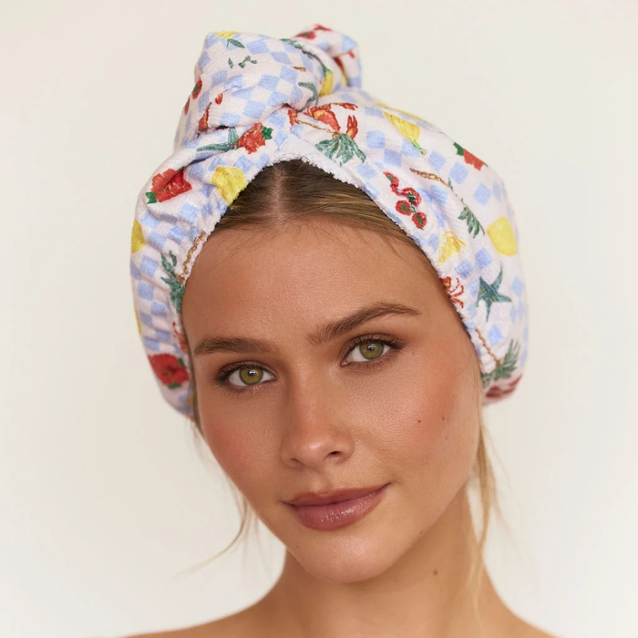Louvelle Amelie Shower Cap & Hair Towel Wrap Hawaii Holiday 
