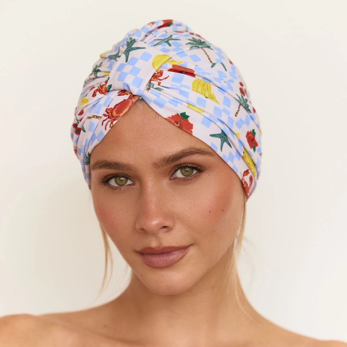 Louvelle Amelie Shower Cap & Hair Towel Wrap Hawaii Holiday 