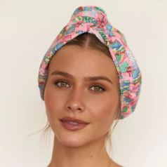 RIVA Hair Towel Wrap in Pink Postcards 