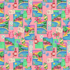 RIVA Hair Towel Wrap in Pink Postcards 