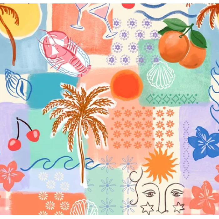 Louvelle Satin Sleep Bonnet in Pacific Paradise