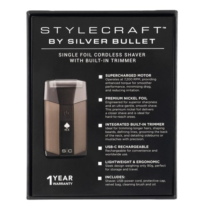 Silver Bullet Stylecraft By Silver Bullet Ace Single Foil Shaver with Trimmer