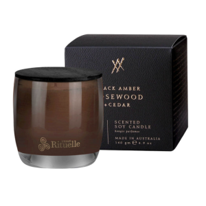 Soy Candle Black Amber, Rosewood & Cedar Scented 140g