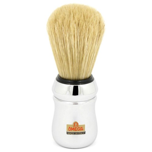 Omega Long Pure Bristle Silver Handle Shaving Brush