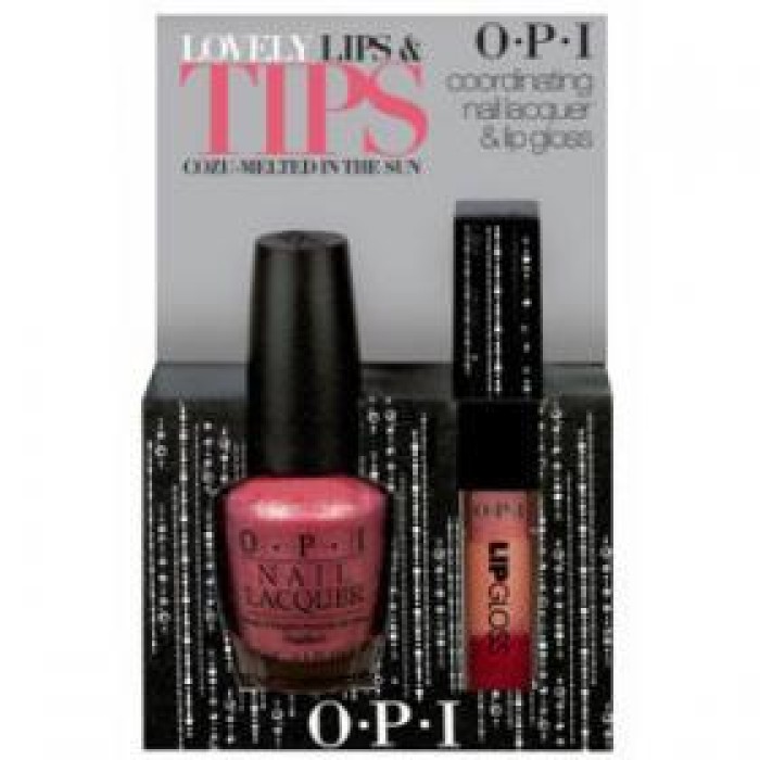OPI Lovely Tips & Lips Duo 2 Cozu-Melted In the Sun With Lip Gloss