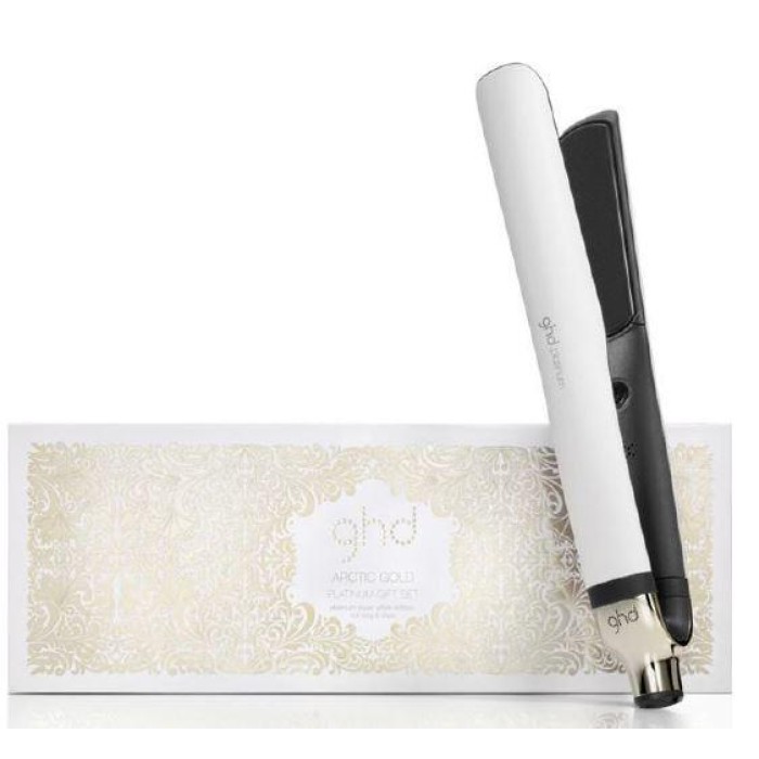 ghd Arctic Platinum White Styler Set with Roll Bag & Clips