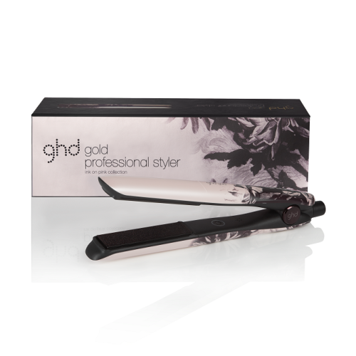 ghd gold ink on pink styler