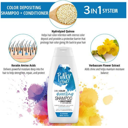 Punky Colour 3-in-1 Color-Depositing Shampoo + Conditioner - Bluemania