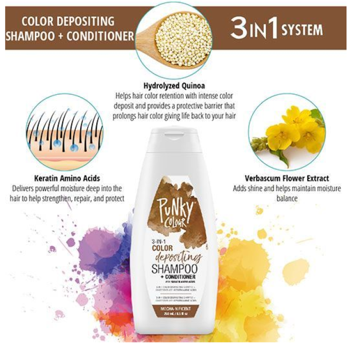 Punky Colour 3-in-1 Color-Depositing Shampoo + Conditioner - Mochanificent