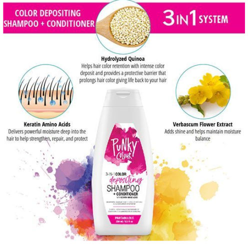Punky Colour 3-in-1 Color-Depositing Shampoo + Conditioner - Pinktabulous