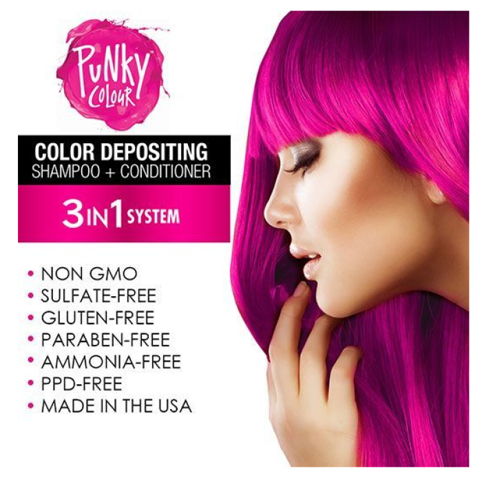 Punky Colour 3-in-1 Color-Depositing Shampoo + Conditioner - Pinktabulous