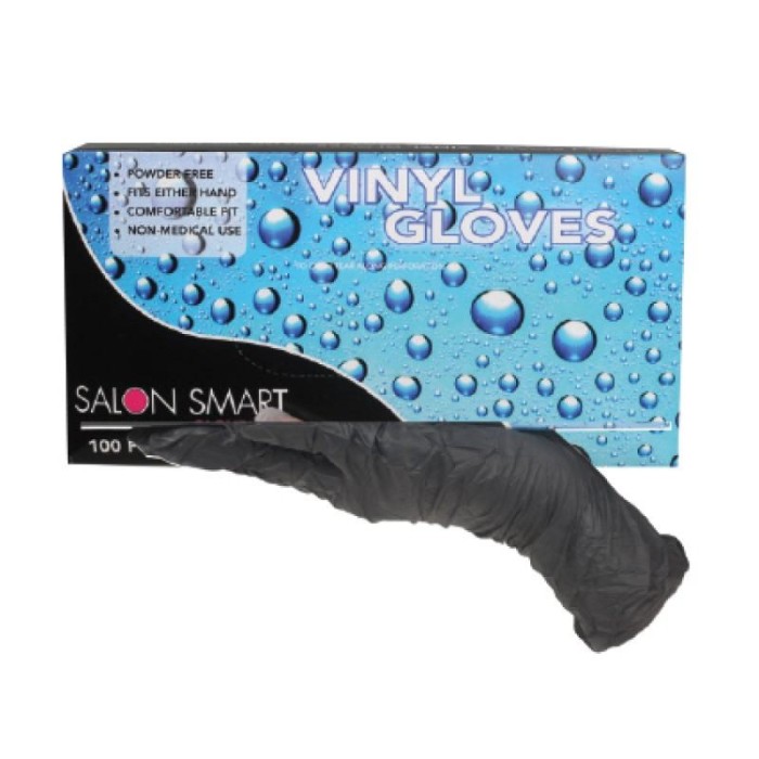 Salon Smart Black Vinyl Gloves 100PK