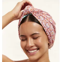 Dahlia Shower Cap - Orange Palm Check 