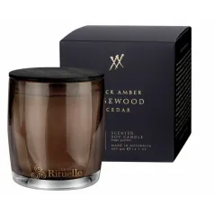 Soy Candle Black Amber, Rosewood & Cedar Scented 400g