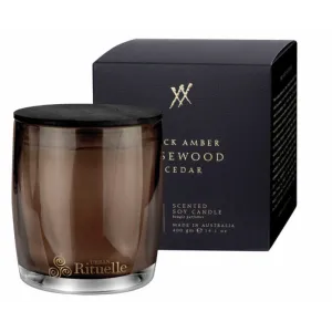 Soy Candle Black Amber, Rosewood & Cedar Scented 400g